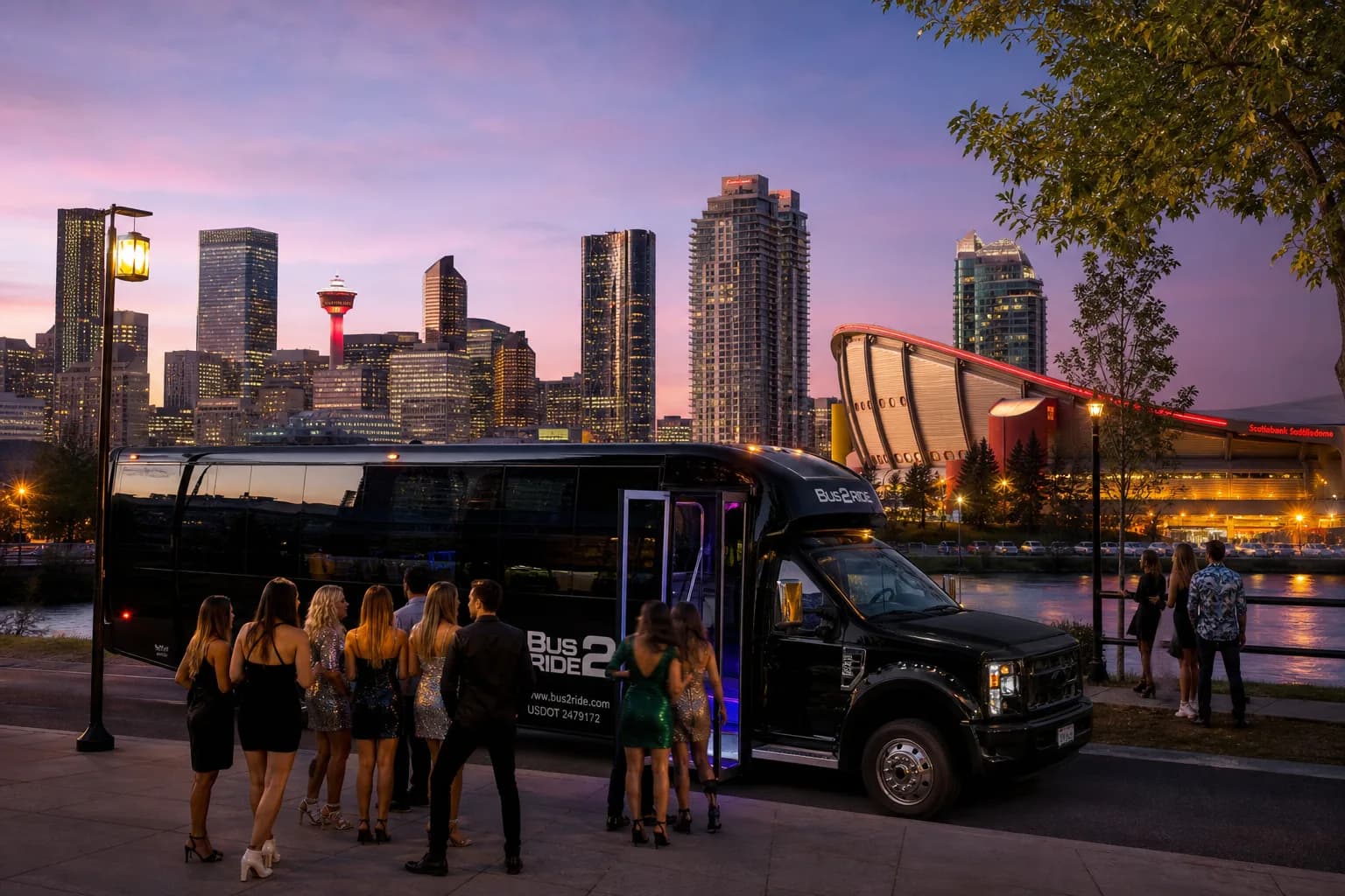 Representative group transportation vehicle for Calgary, AB trip planning