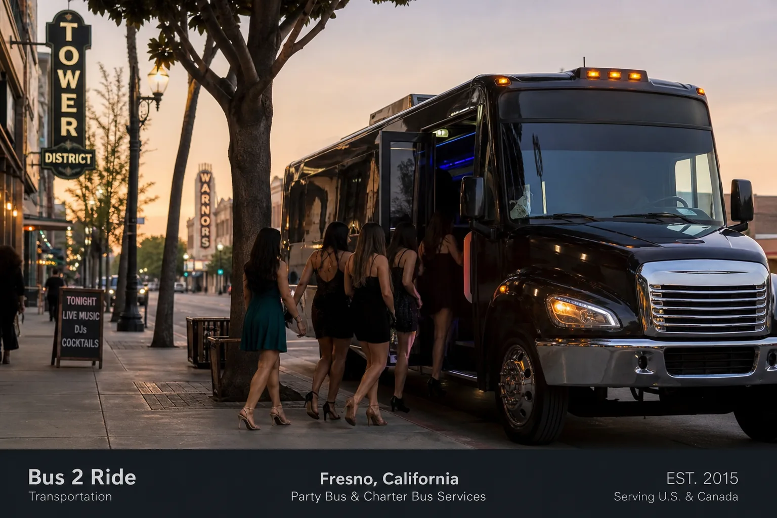 Representative group transportation vehicle for Fresno, CA trip planning