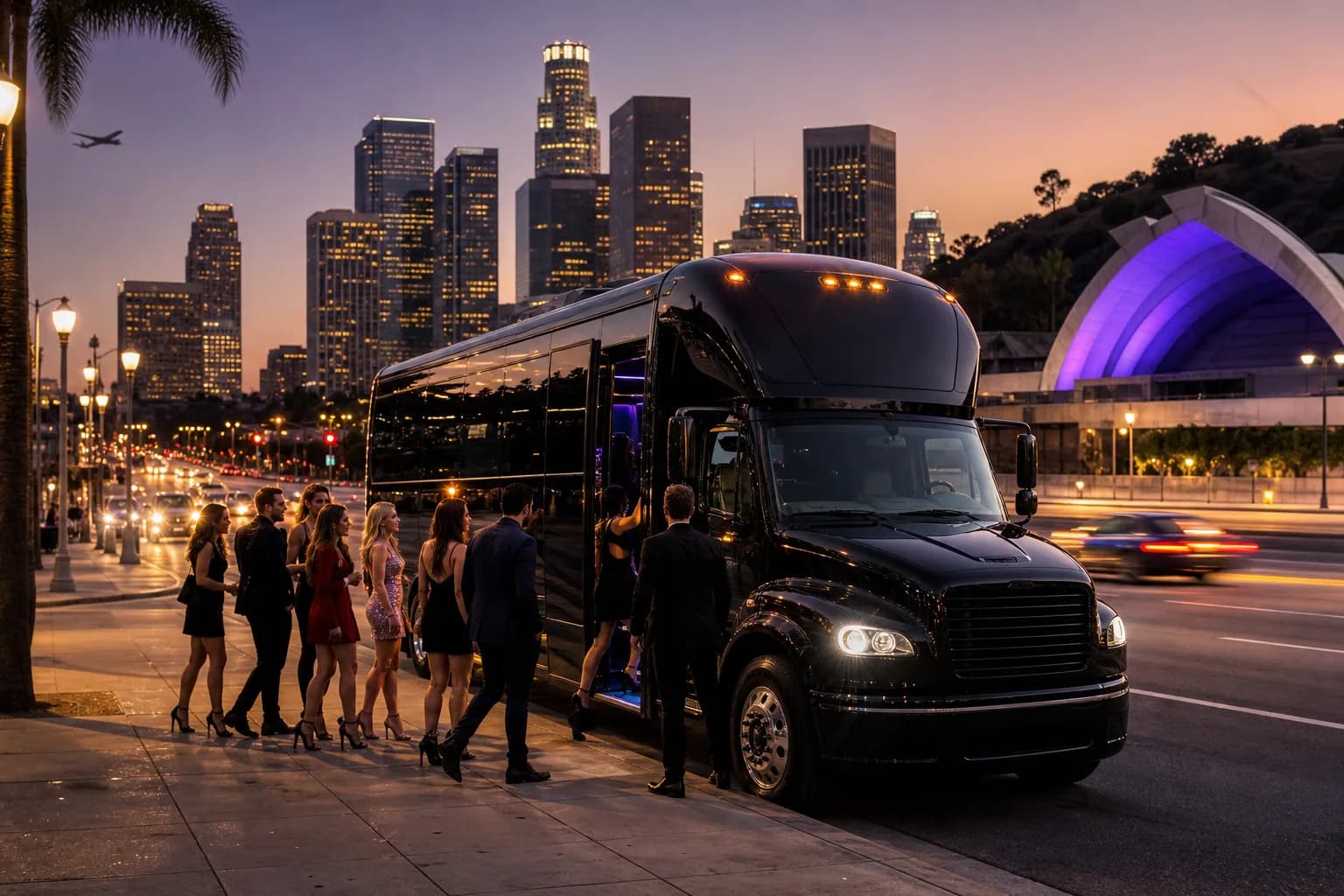 Representative group transportation vehicle for Los Angeles, CA trip planning