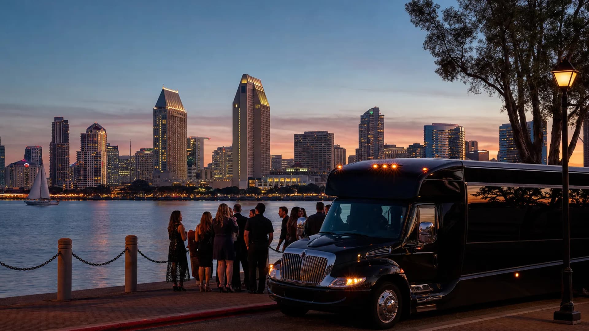 Representative group transportation vehicle for San Diego, CA trip planning