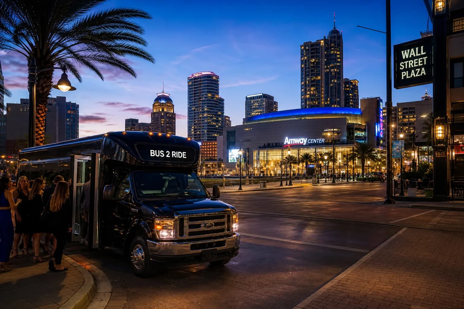 Representative group transportation vehicle for Orlando, FL trip planning