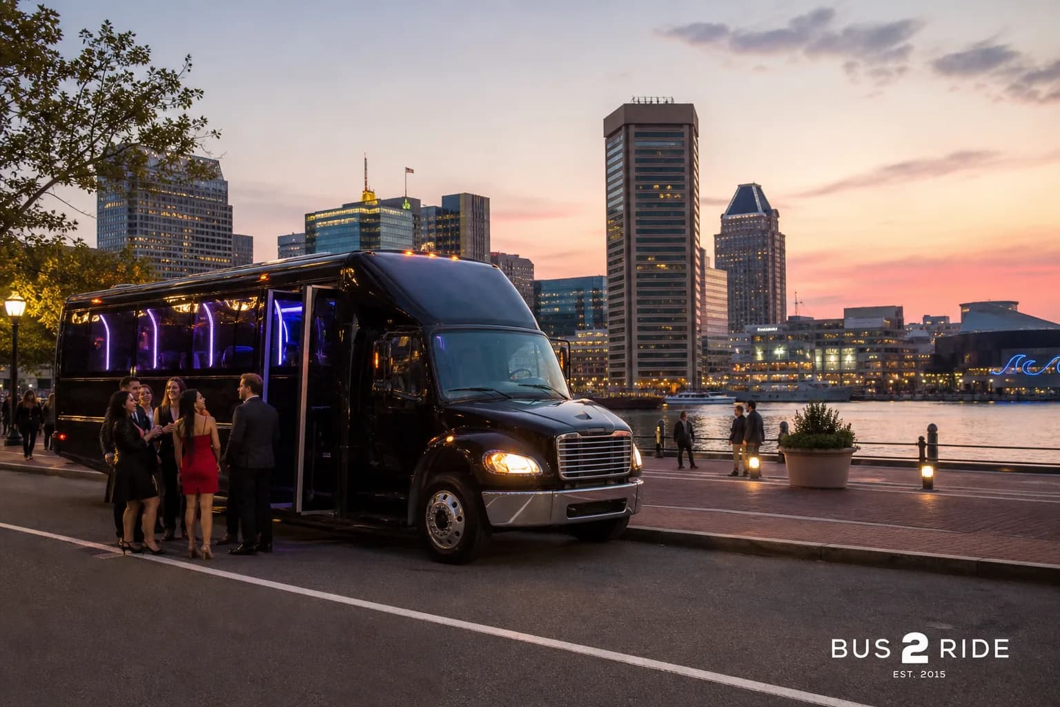 Representative group transportation vehicle for Baltimore, MD trip planning