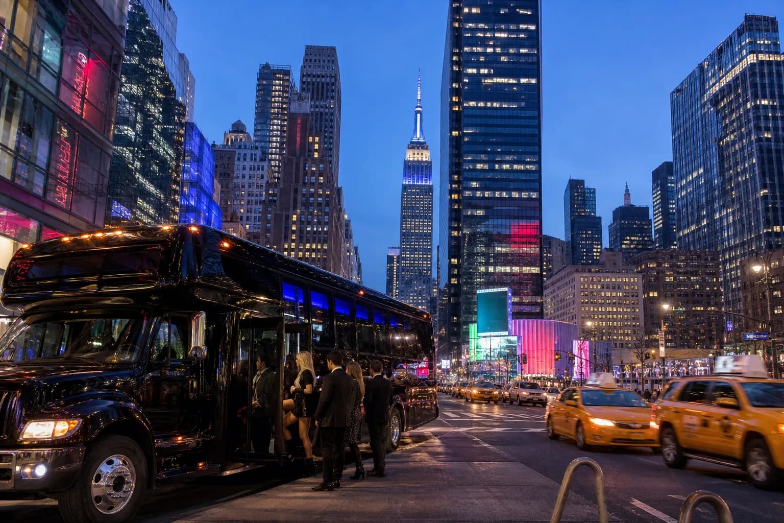 Representative group transportation vehicle for New York City, NY trip planning
