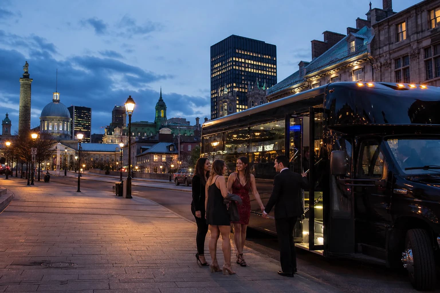Representative group transportation vehicle for Montreal, QC trip planning