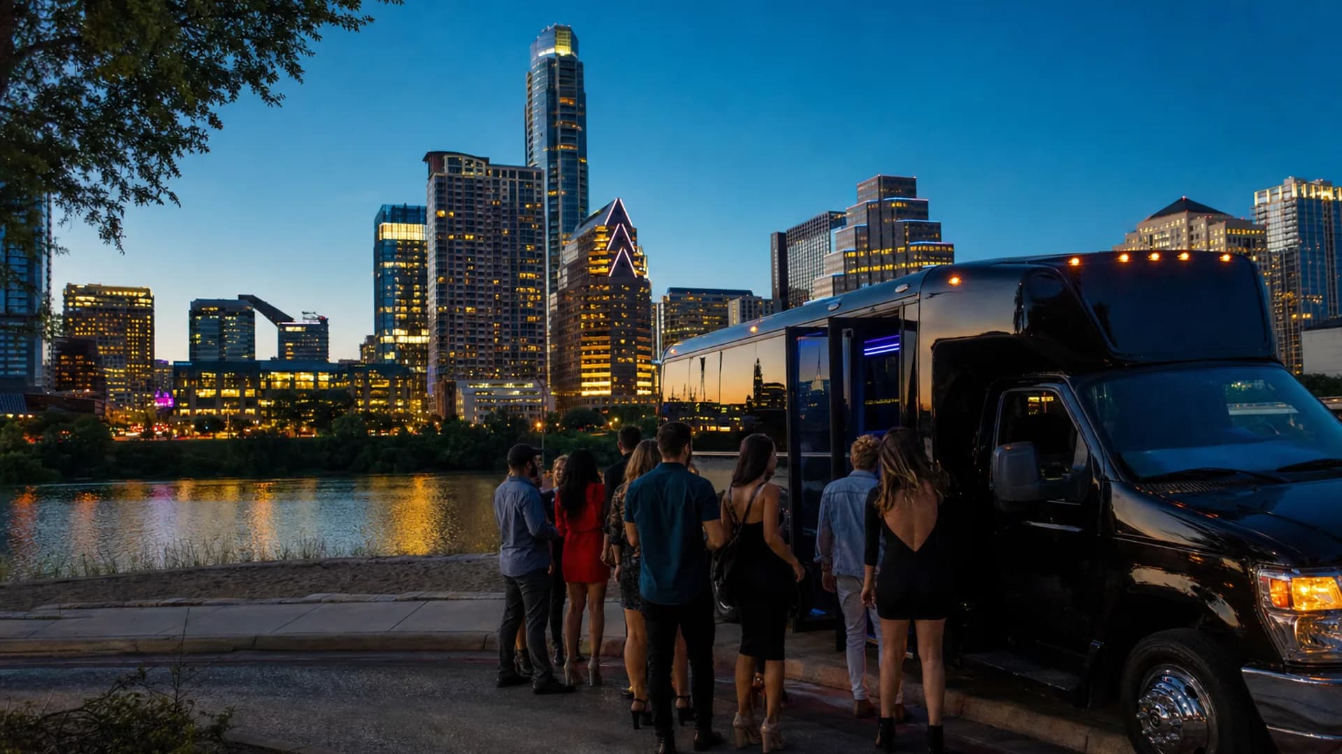 Representative group transportation vehicle for Austin, TX trip planning