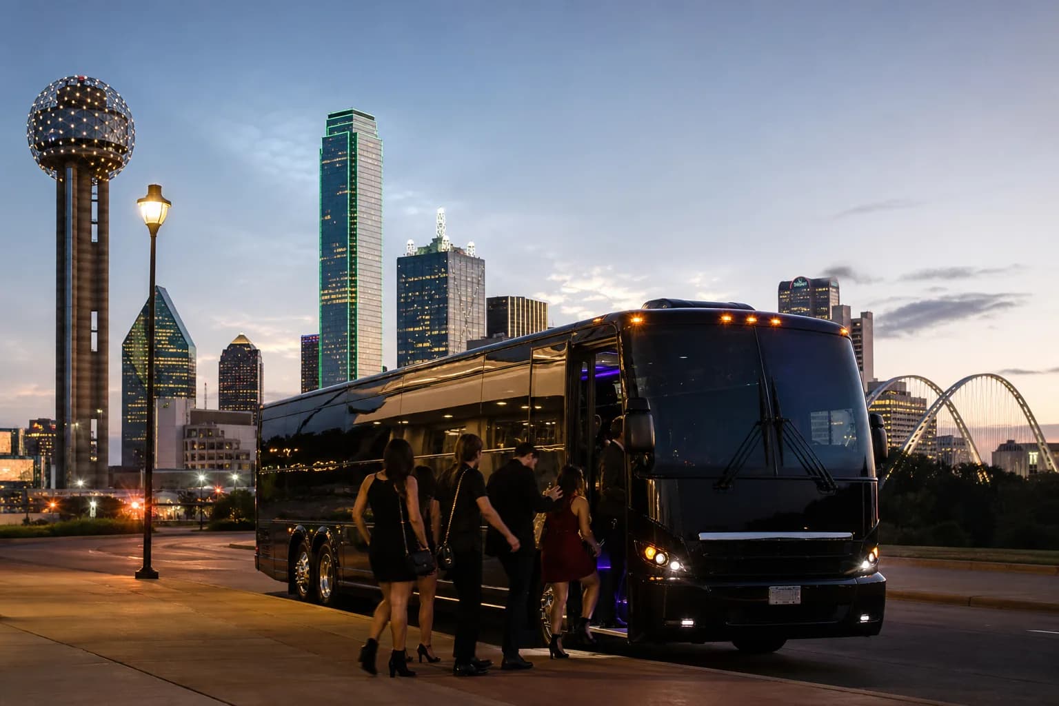 Representative group transportation vehicle for Dallas, TX trip planning