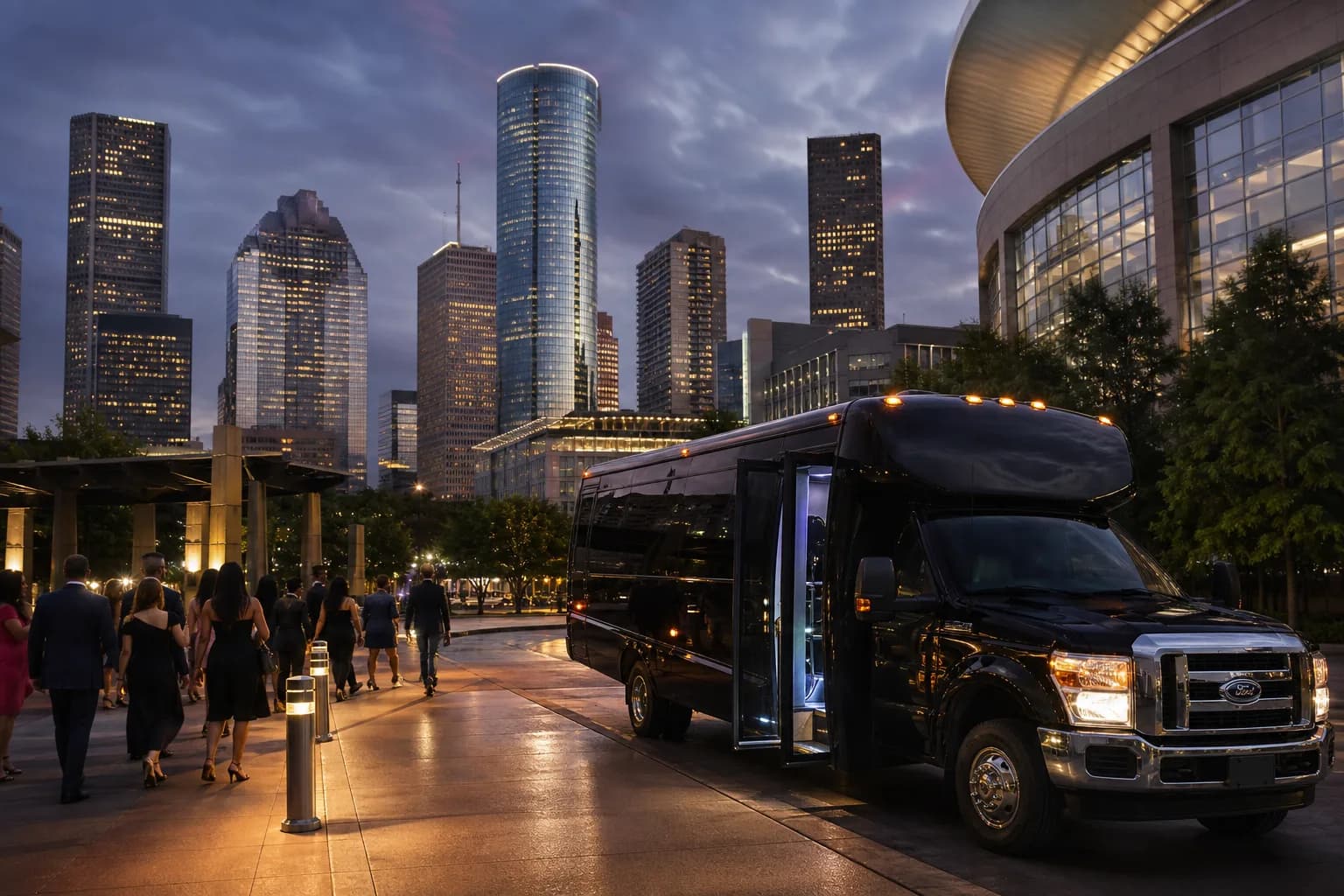 Representative group transportation vehicle for Houston, TX trip planning