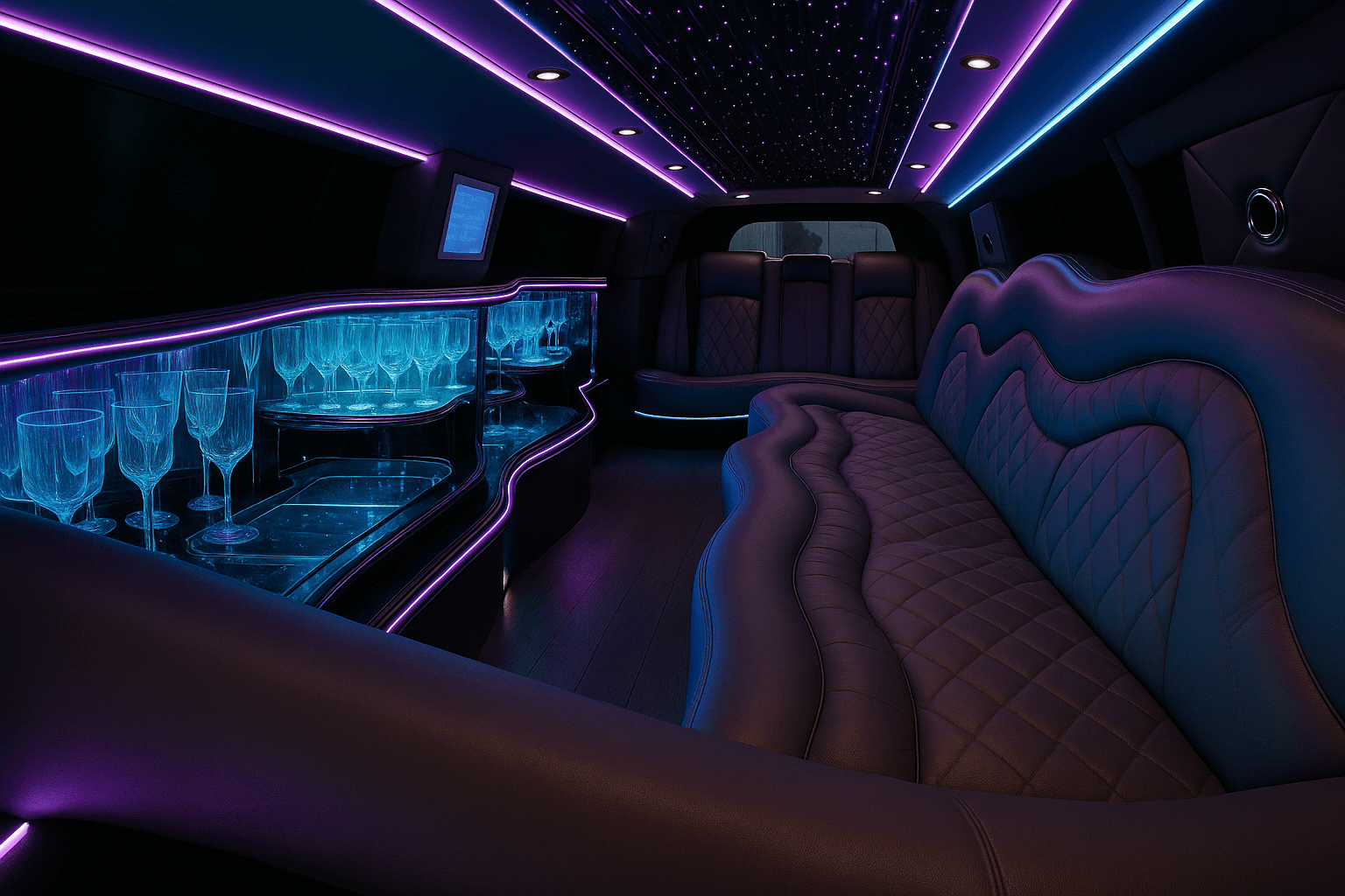 Representative 10 passenger limo — premium stretch option interior