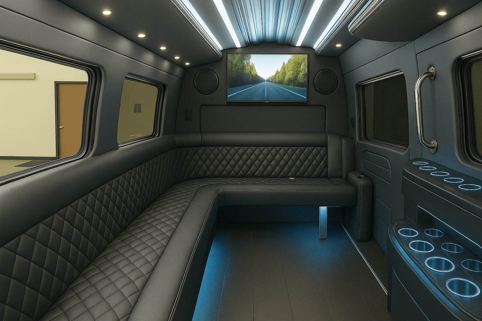 Representative 12 passenger limo sprinter interior