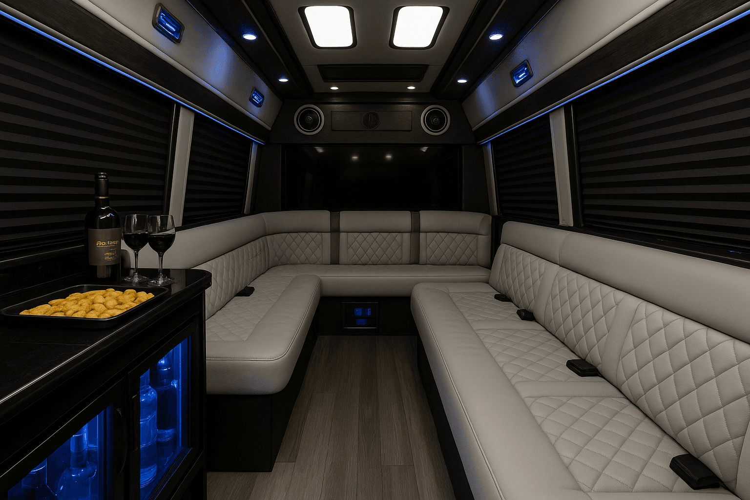 Representative 14 passenger limo sprinter interior