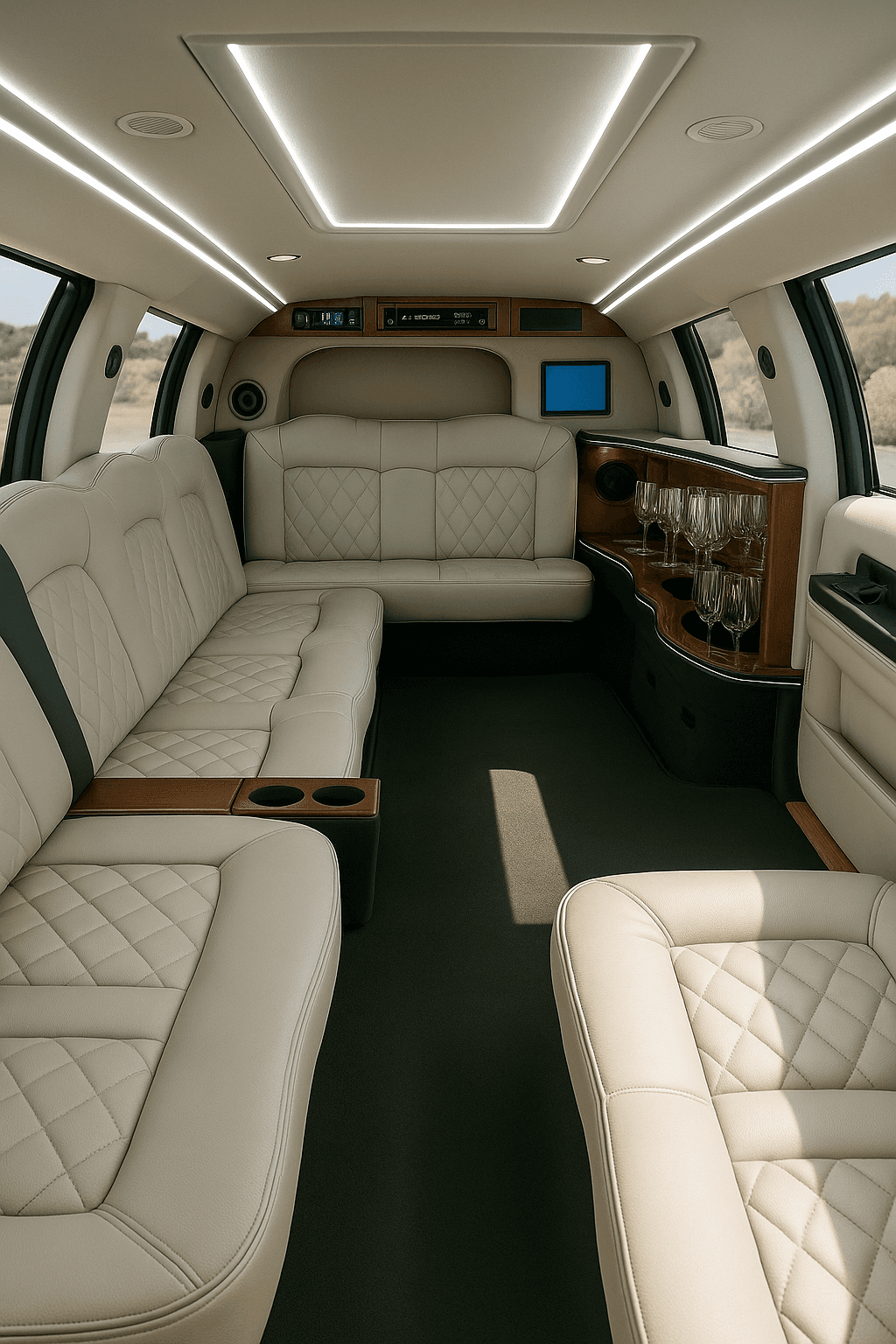 Representative 16 passenger limo interior