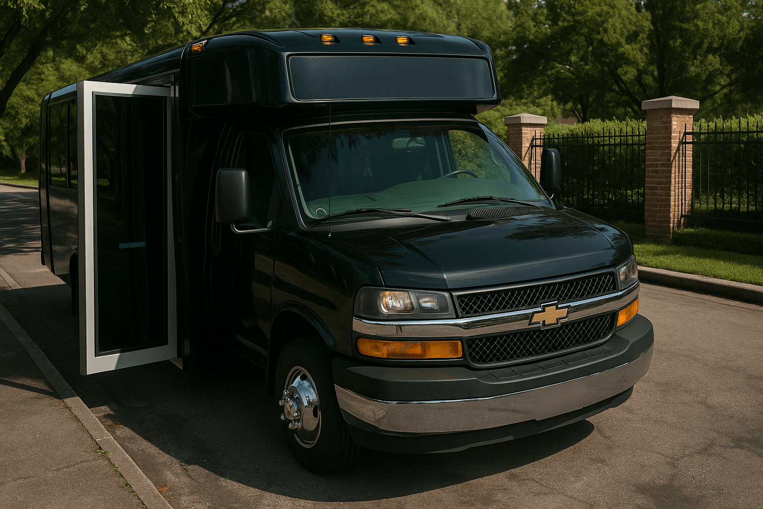 Representative 20 passenger party bus exterior