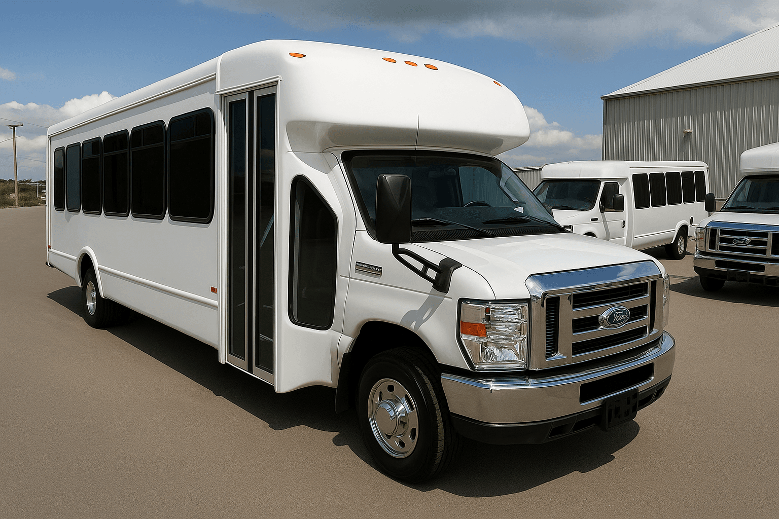 Representative 22 passenger coach bus exterior