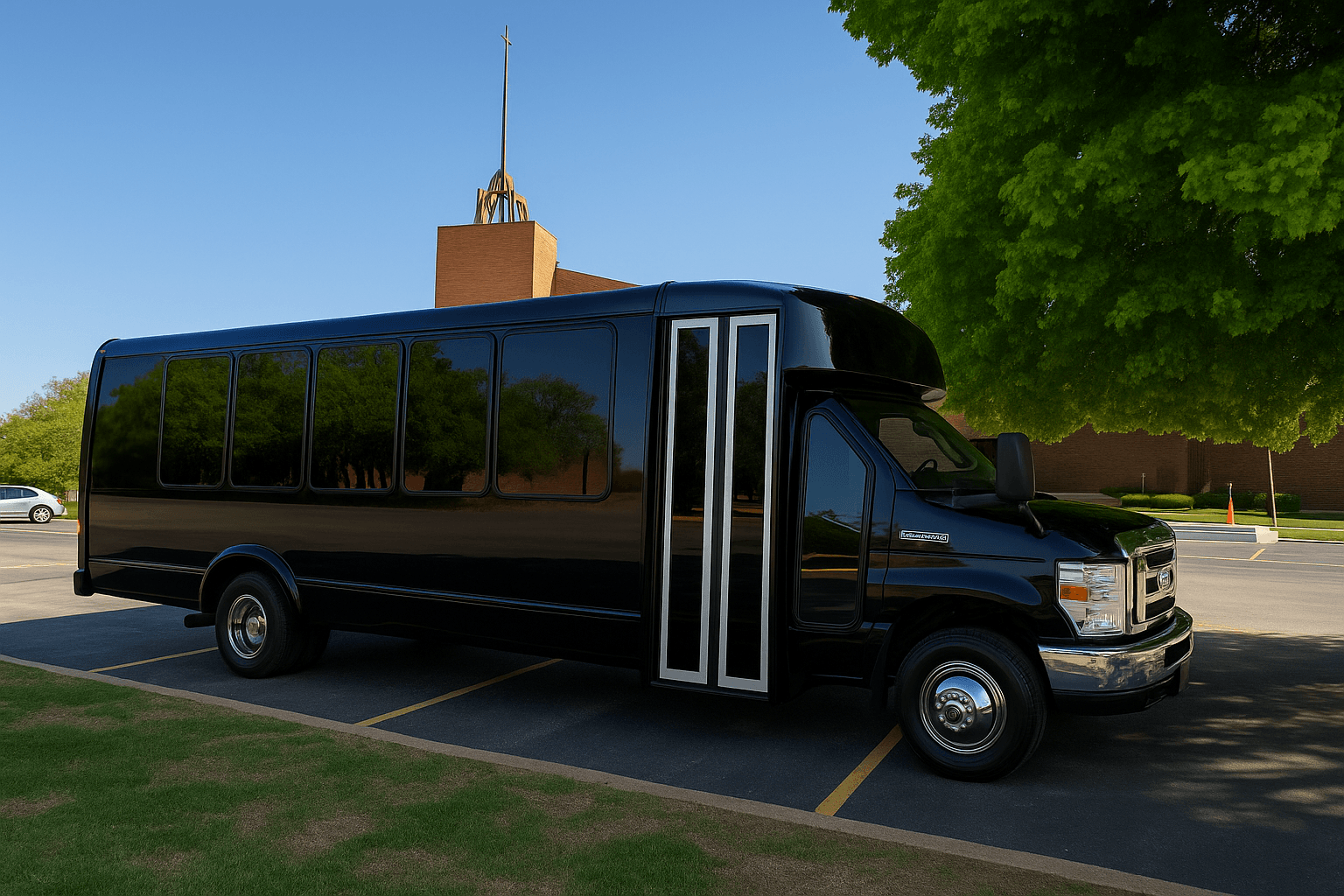 Representative 22 passenger party bus exterior