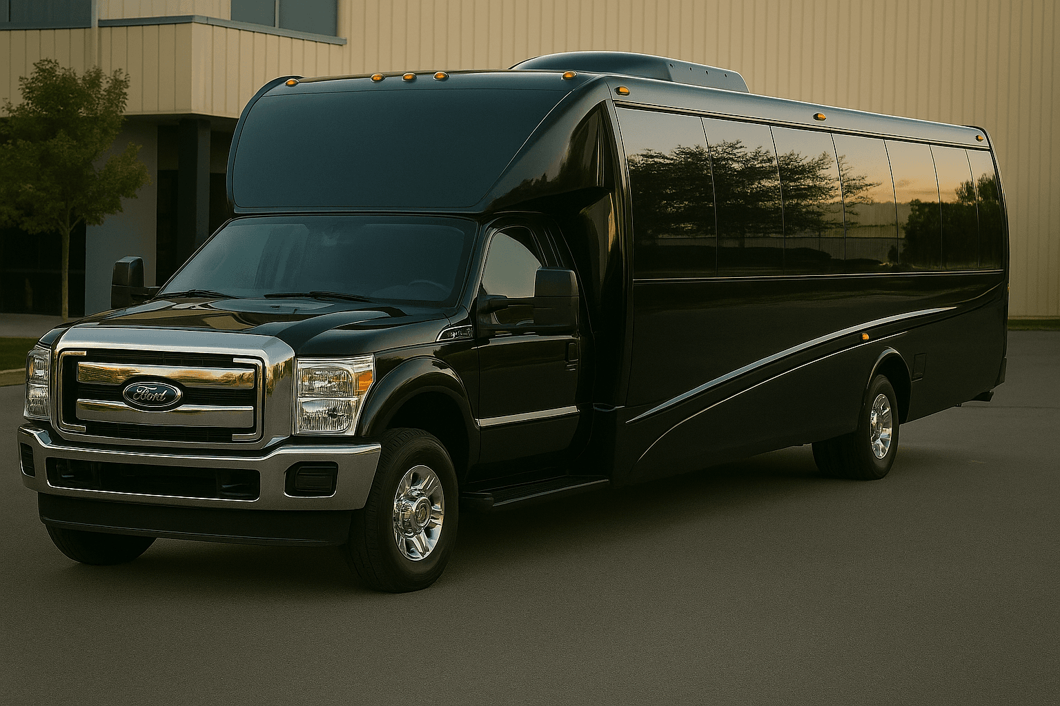 Representative 24 passenger coach bus exterior