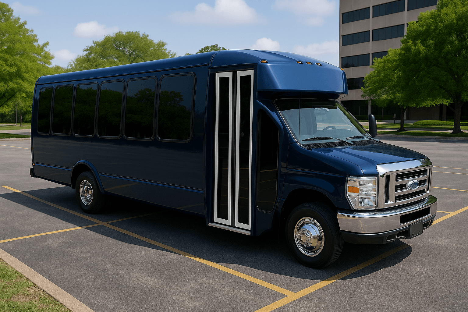 Representative 24 passenger party bus exterior