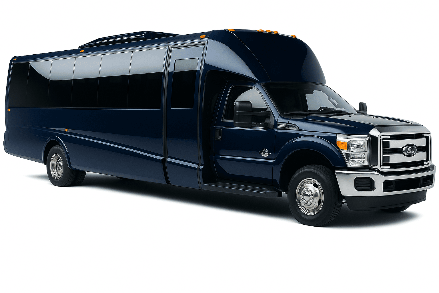 Representative 26 passenger party bus exterior