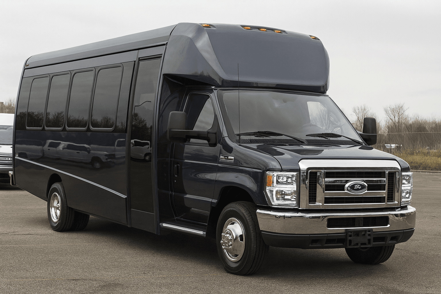 Representative 32 passenger coach bus exterior