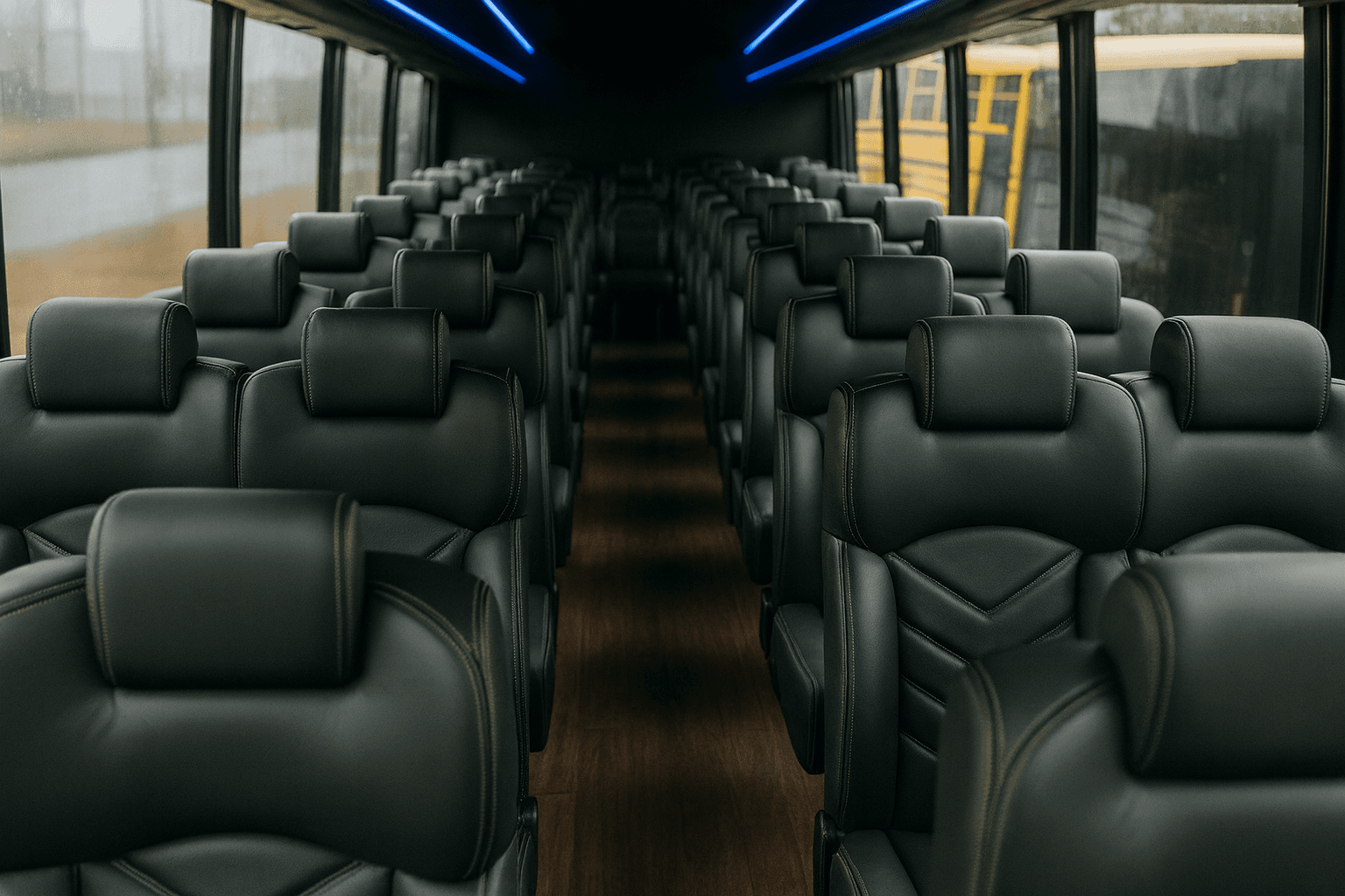 Representative 40 passenger coach bus interior