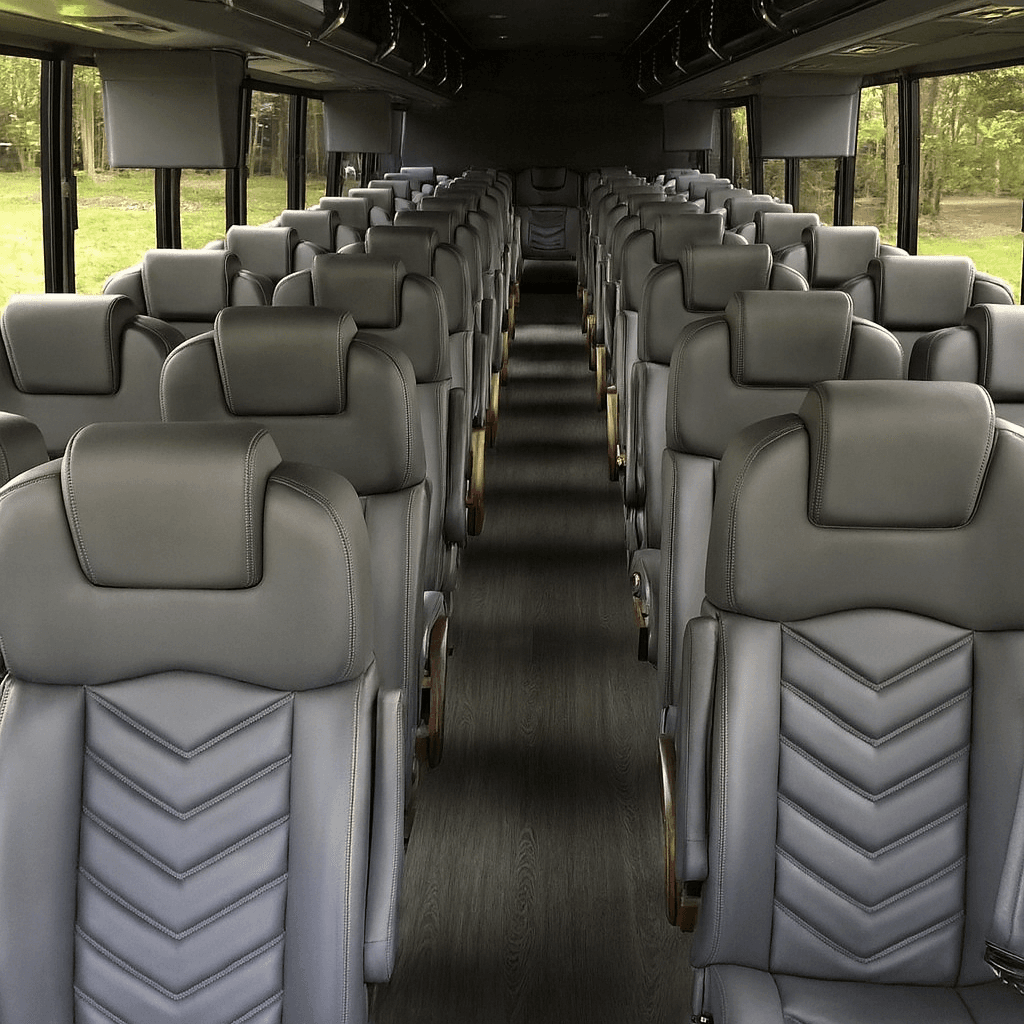 Representative 42 passenger coach bus interior