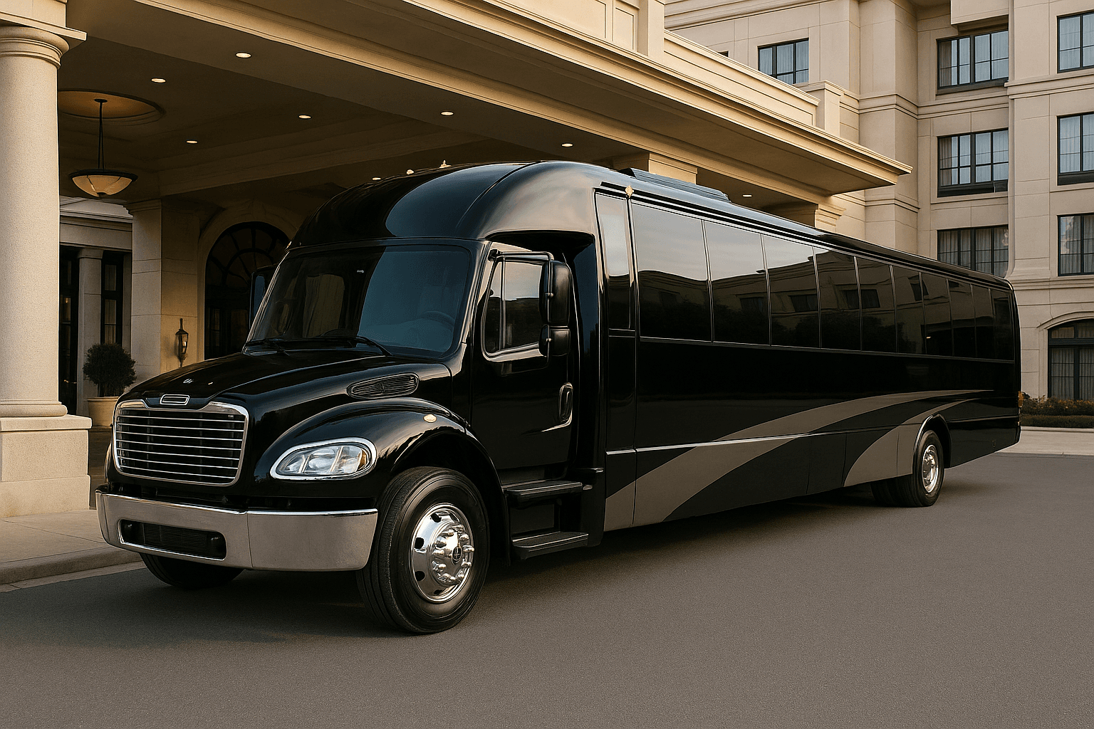 Representative 44 passenger coach bus exterior