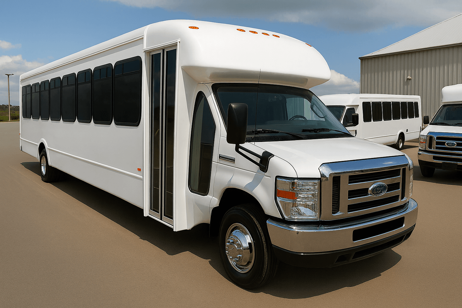 Representative 46 passenger coach bus exterior