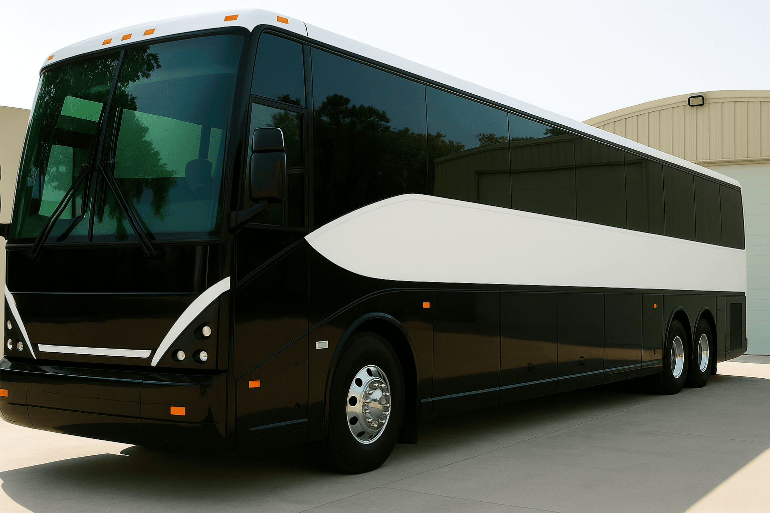 Representative 48 passenger coach bus exterior