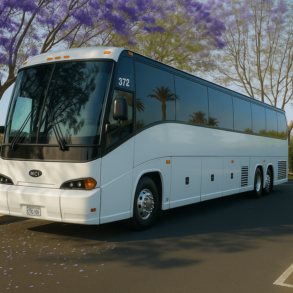 Representative 54 passenger coach bus exterior