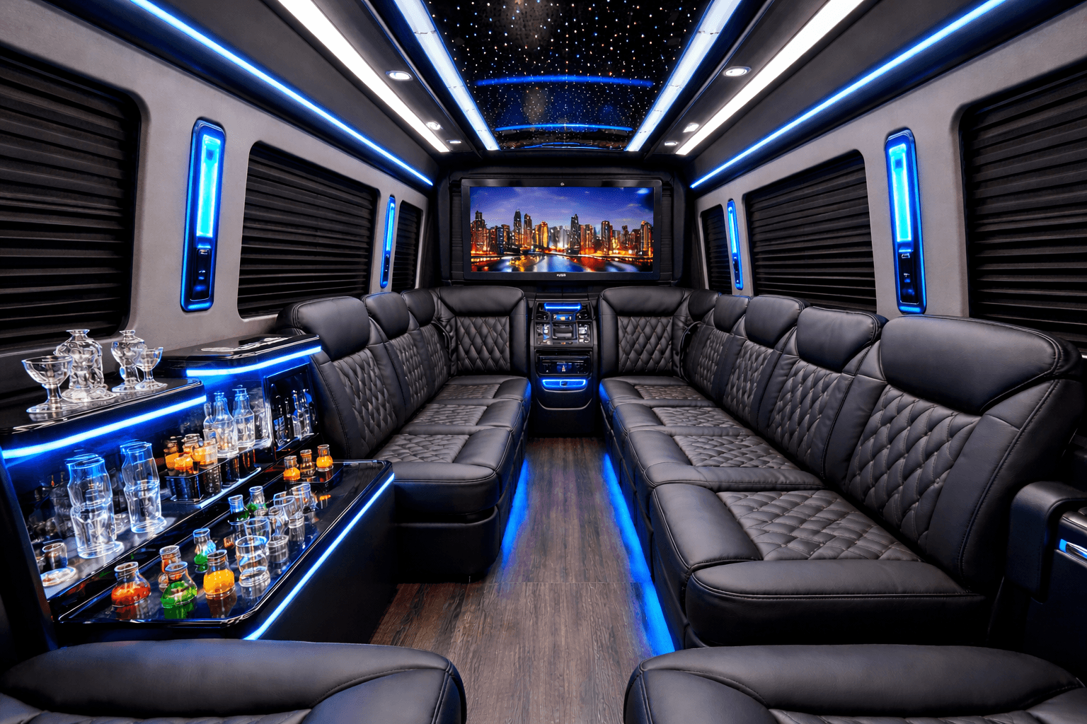Representative 8 passenger limo sprinter interior