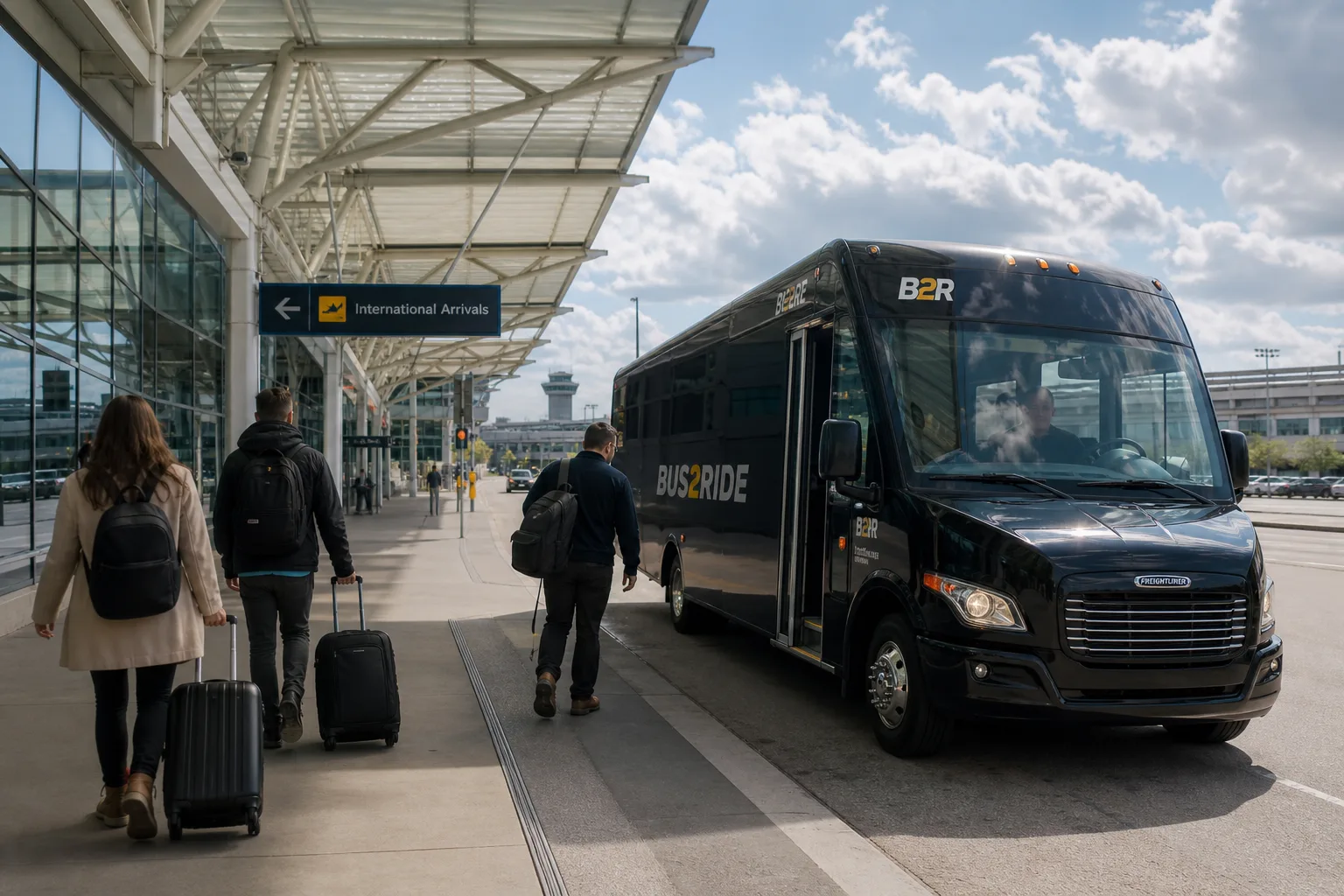 Bus 2 Ride β YYC airport arrivals curb sprinter/coach transfer mood