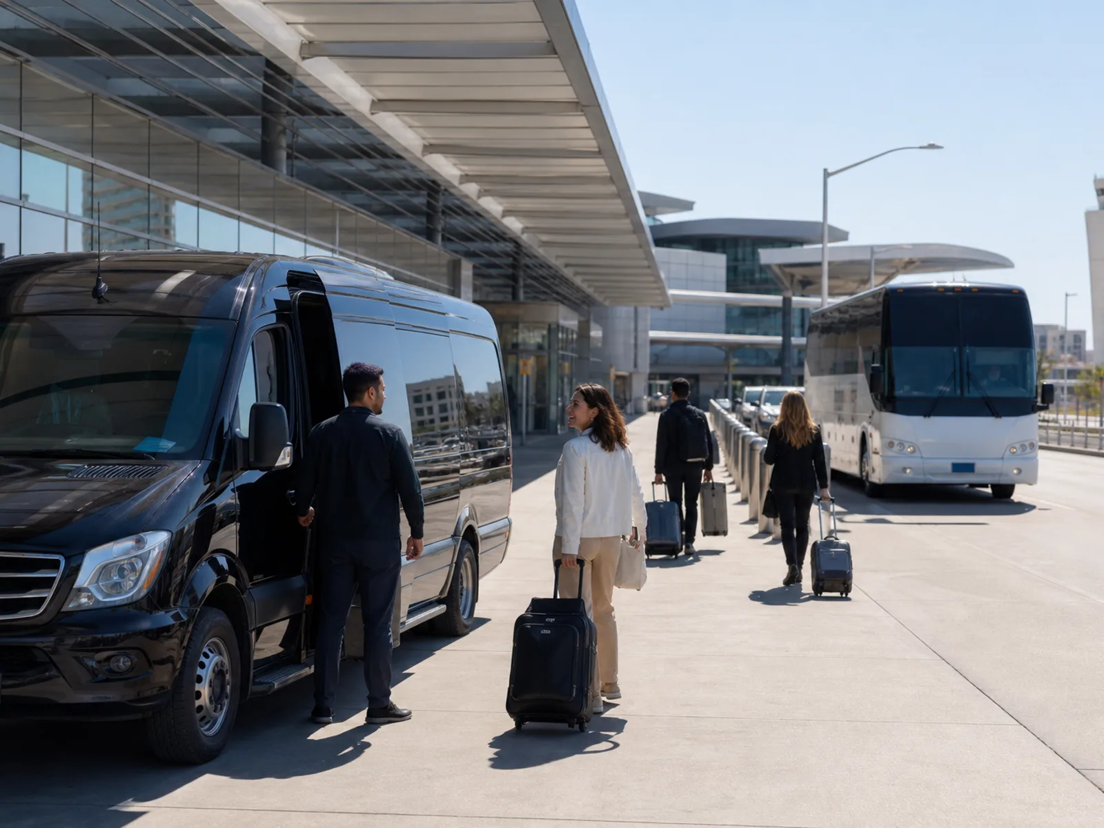 Bus 2 Ride — SJC airport arrivals curb sprinter/coach transfer mood