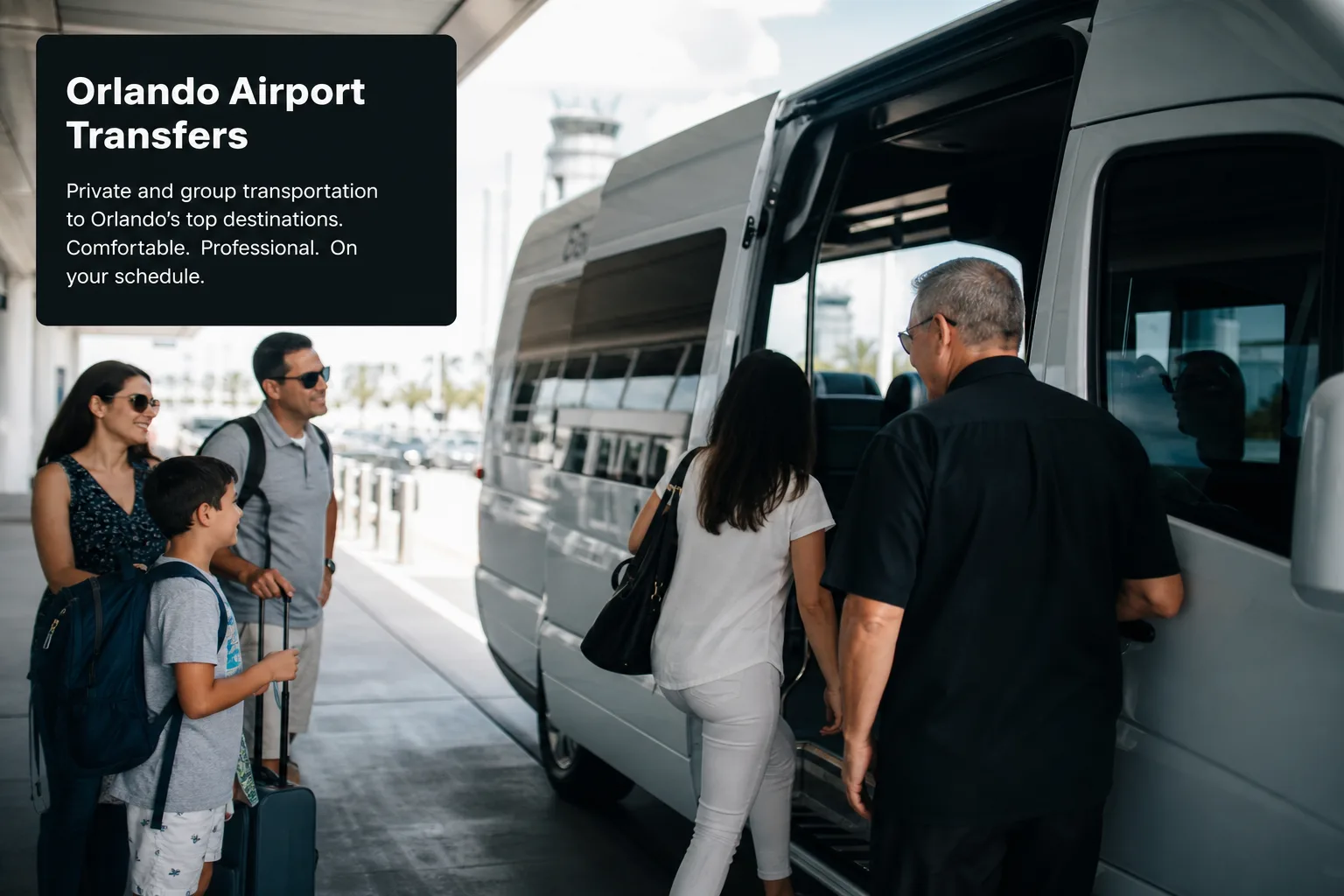 Bus 2 Ride — MCO airport arrivals curb sprinter/coach transfer mood