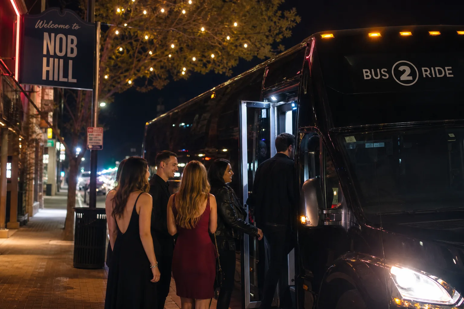 Bus 2 Ride — Nob Hill nightlife group curb staging