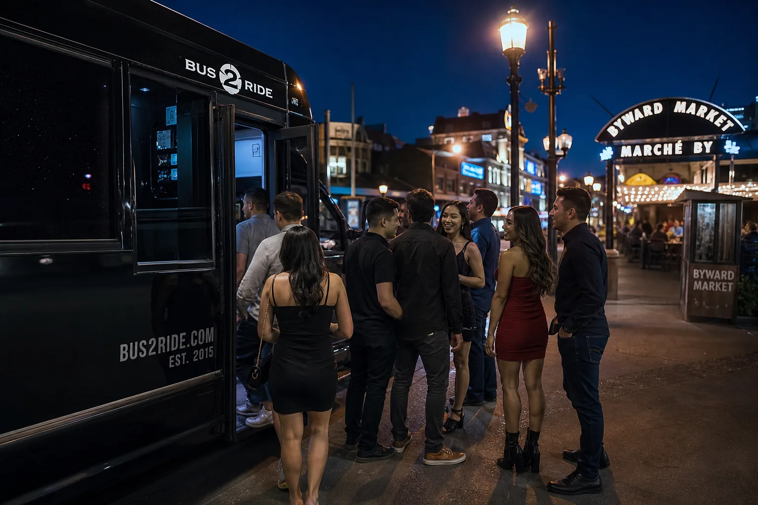 Bus 2 Ride β ByWard Market nightlife group curb staging