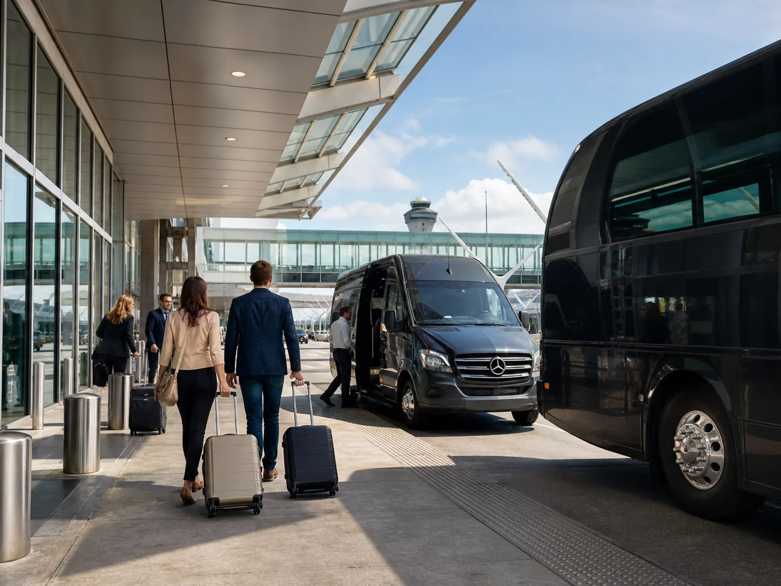 Bus 2 Ride — BNA airport arrivals curb sprinter/coach transfer mood