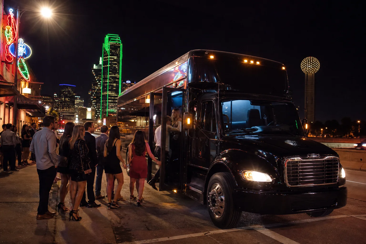 Bus 2 Ride — Deep Ellum nightlife group curb staging