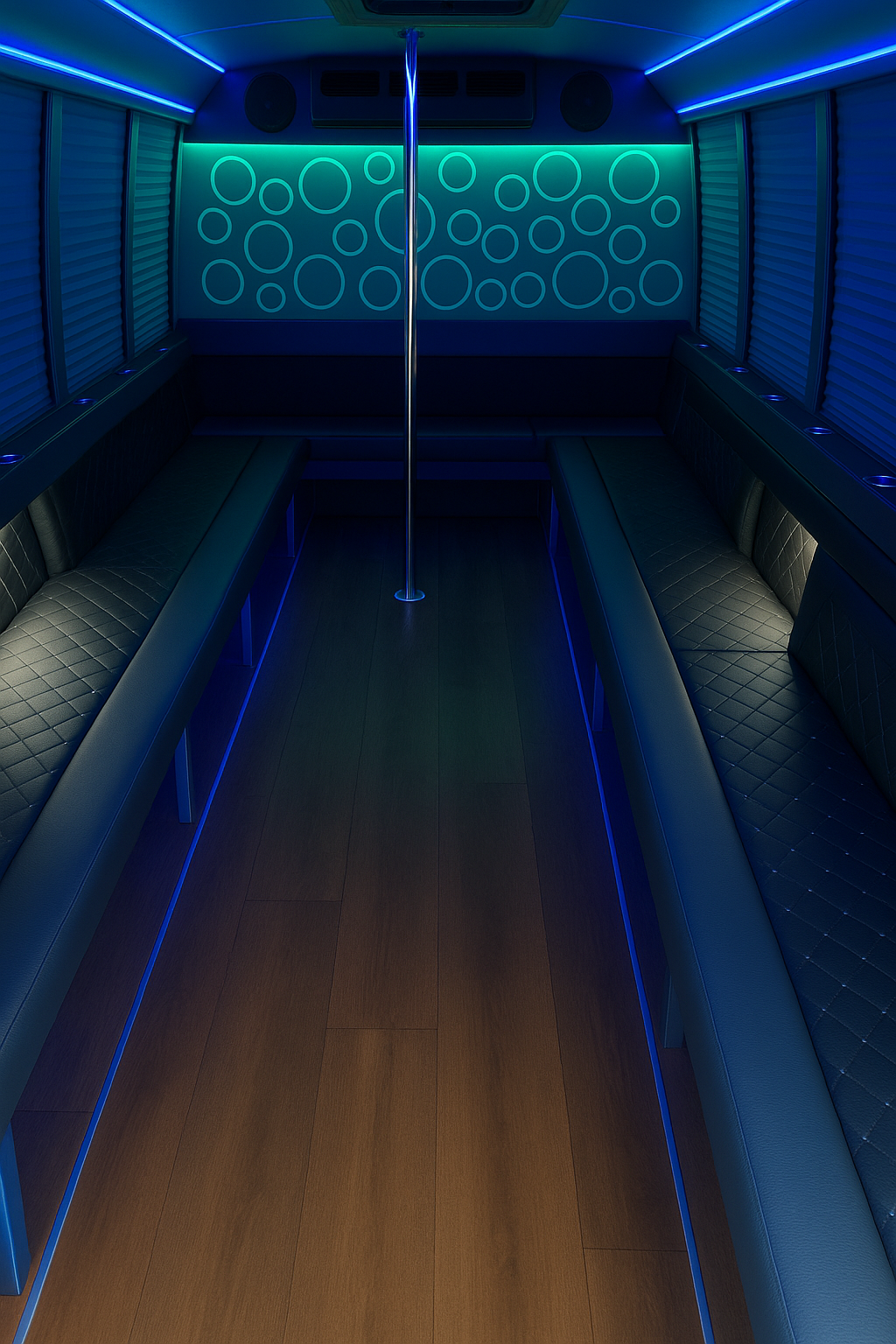 16 Passenger Party Bus Interior